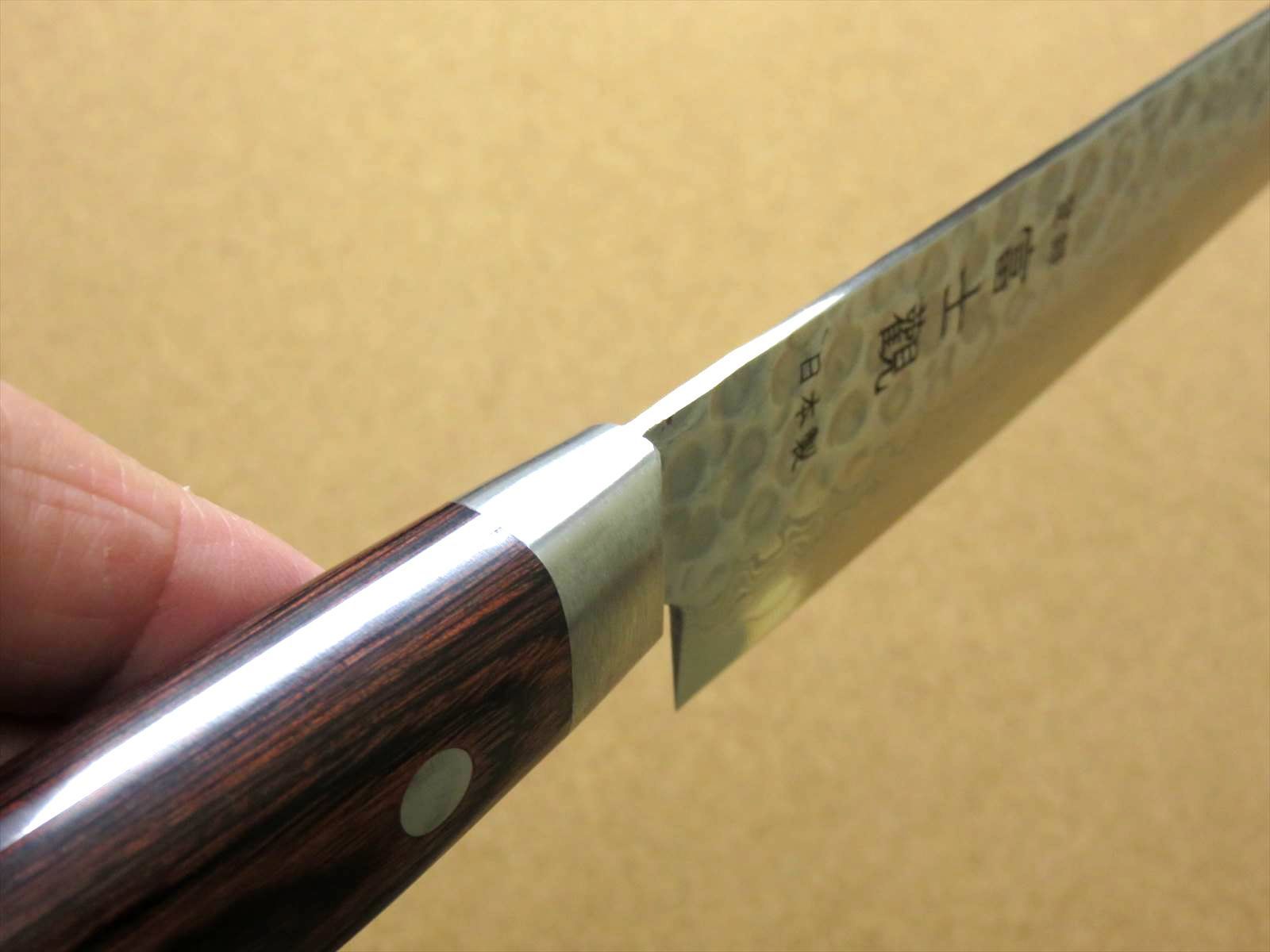 関の刃物 筋引包丁 24cm (240mm) 富士觀 ダマスカス 17層 鎚目鍛造 VG-10 口金 マホガニー 両刃 刺身包丁 かたまり肉の解体  日本製 - メルカリ