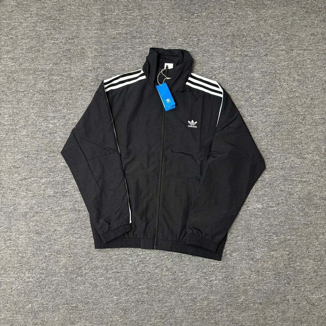 adidas Originals メンズ ジャケット スリーダブル 刺繍ロゴ ブラック|スカイブルー M-XXL | -WTO輸入1