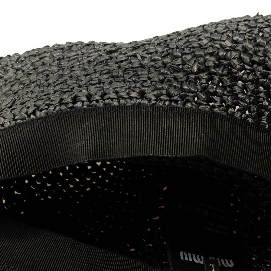 ミュウミュウ 22SS ハット ロゴ クロシェ ブラック ミュウミュウ 22SS ハット ロゴ クロシェ ブラック 【AFI1