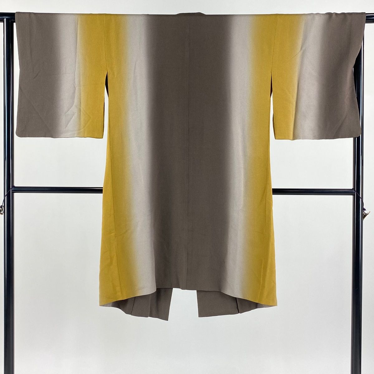 道中着 身丈105cm 裄丈66cm M 和装コート 縦ぼかし 縮緬 茶色 正絹 名品