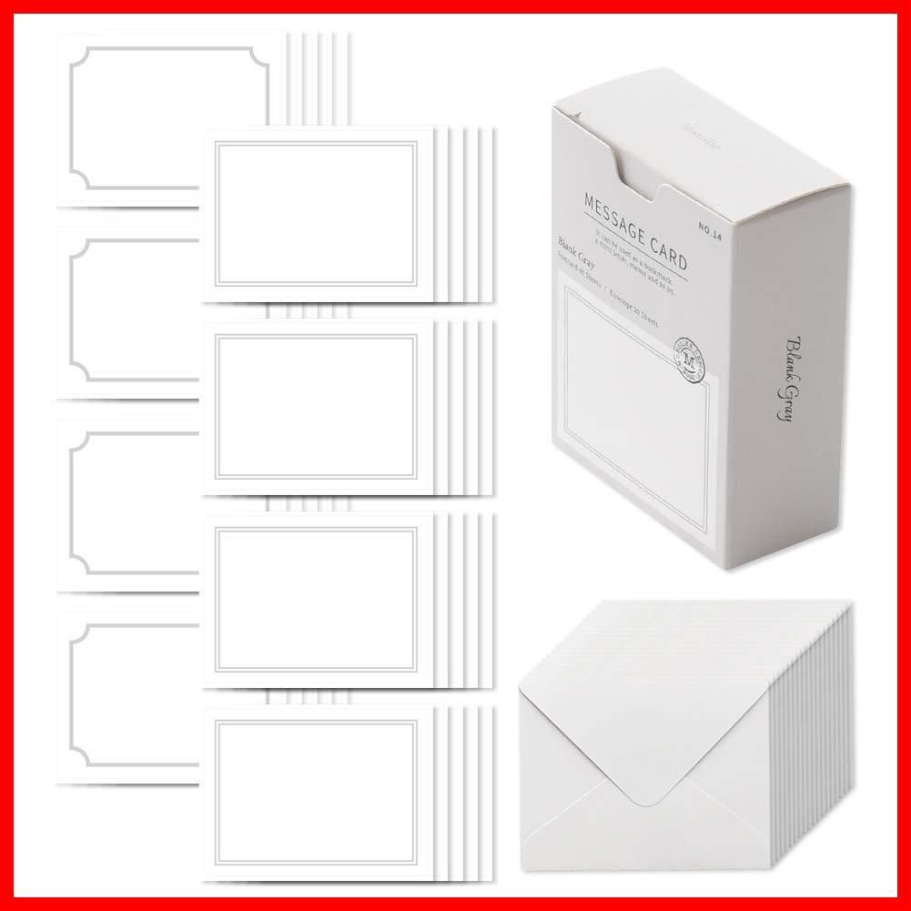 card Message Blank ブランクグレイ gray ミニカード - メッセージカード 40枚封筒20枚セットミニサイズデザイン文具お祝いのカード感謝カード モノライク