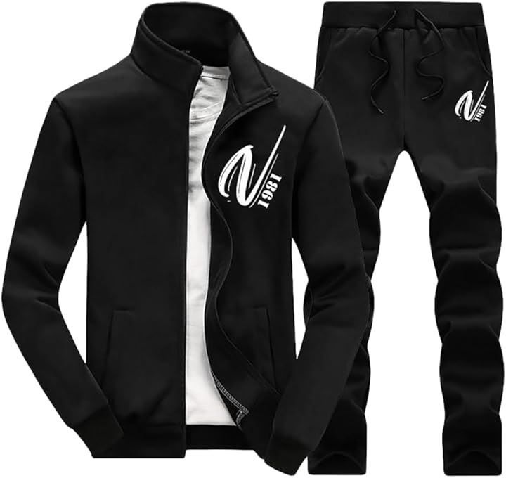 amatsu ジャージ 上下セット スエット セットアップ 長袖 部屋着 スポーツウエア メンズ 春 秋 冬 ブラック Bタイプ(ブラックBタイプ，  XL)