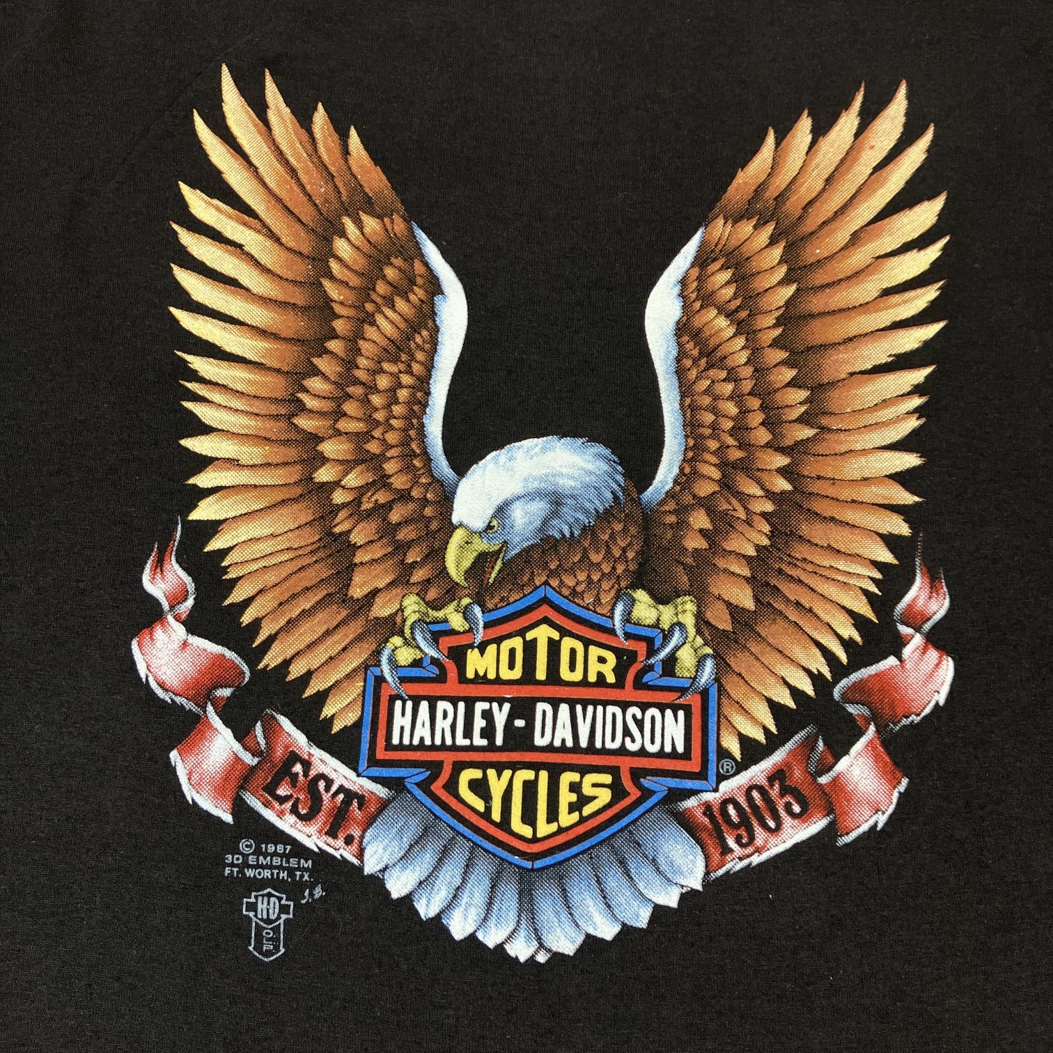 K*n様 3D EMBLEM 80s XL ブラック CREECH | 8月23日入荷商品 80s Harley Davidson 3D EMBLEM T