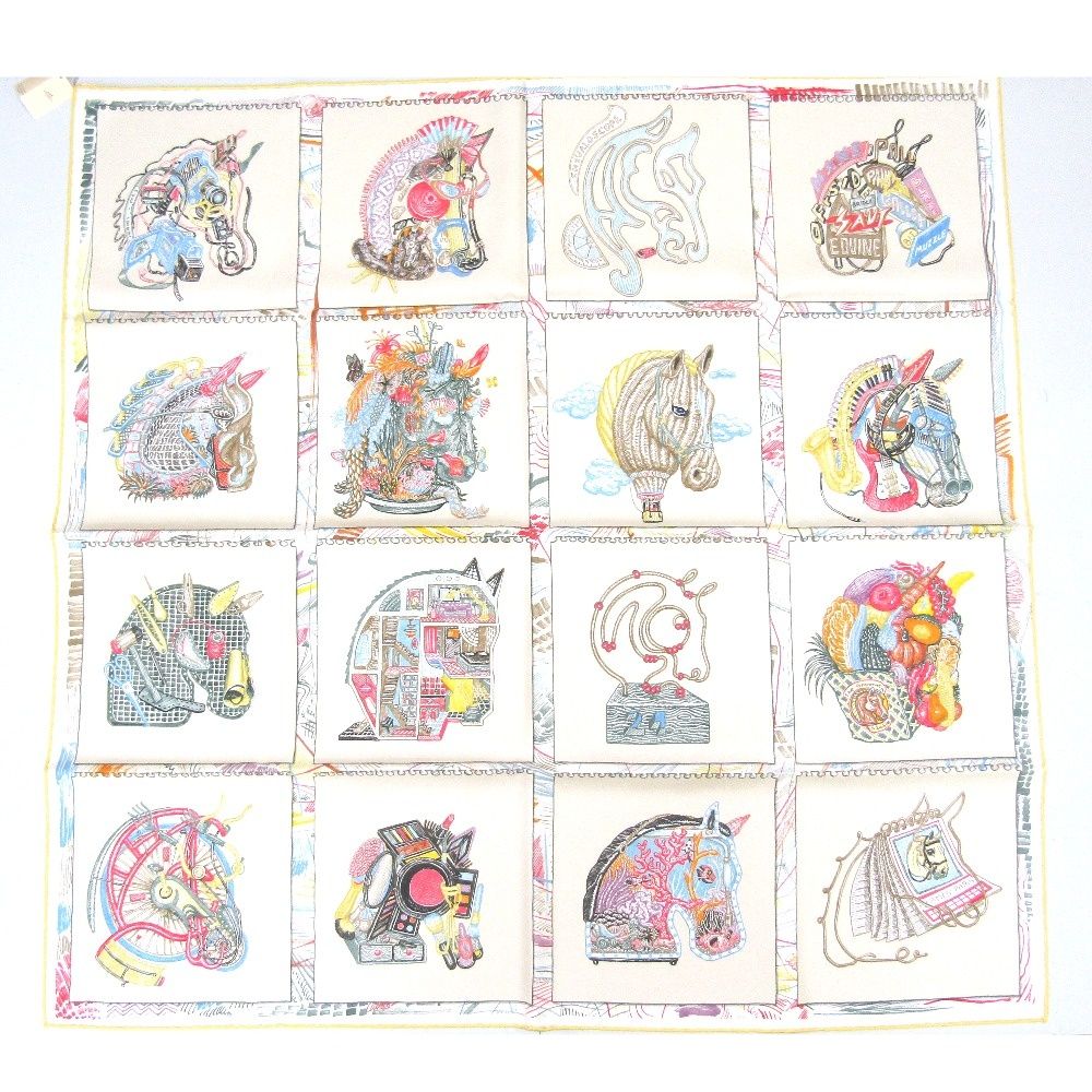 Tj965279 エルメス HERMES スカーフ カレ90 シルク Chevaloscope シュヴァルスコープ 003913S 04 ♥