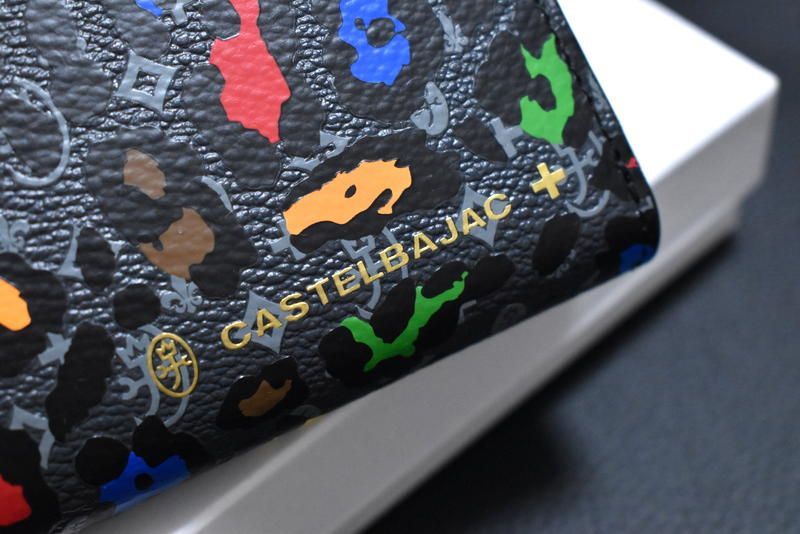 新品 CASTELBAJAC【レオパード】牛革 2つ折り財布 セミ長財布