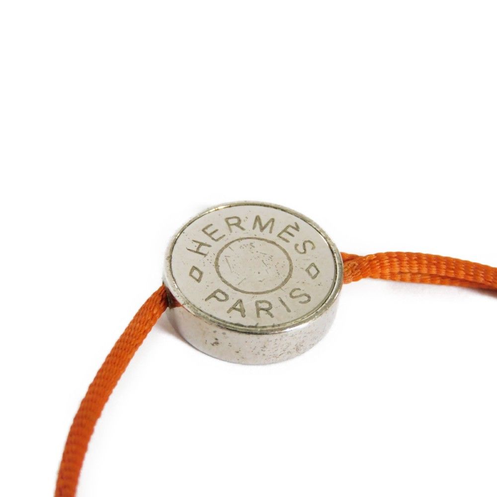 HERMES セリエ コード ブレスレット オレンジ シルバー メッキ