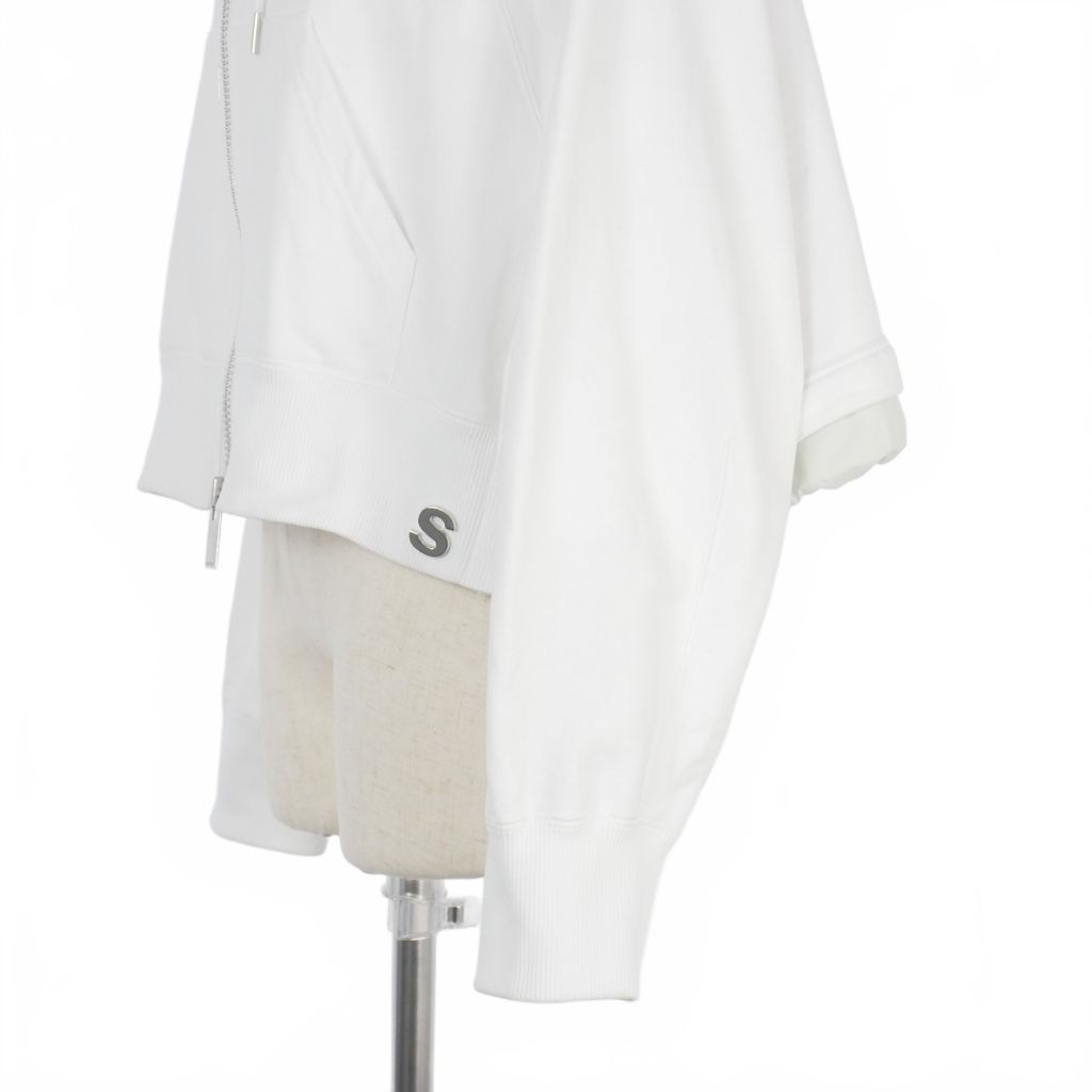 サカイ sacai レイヤード ジップパーカー ショート丈 3 白 ホワイト 23  