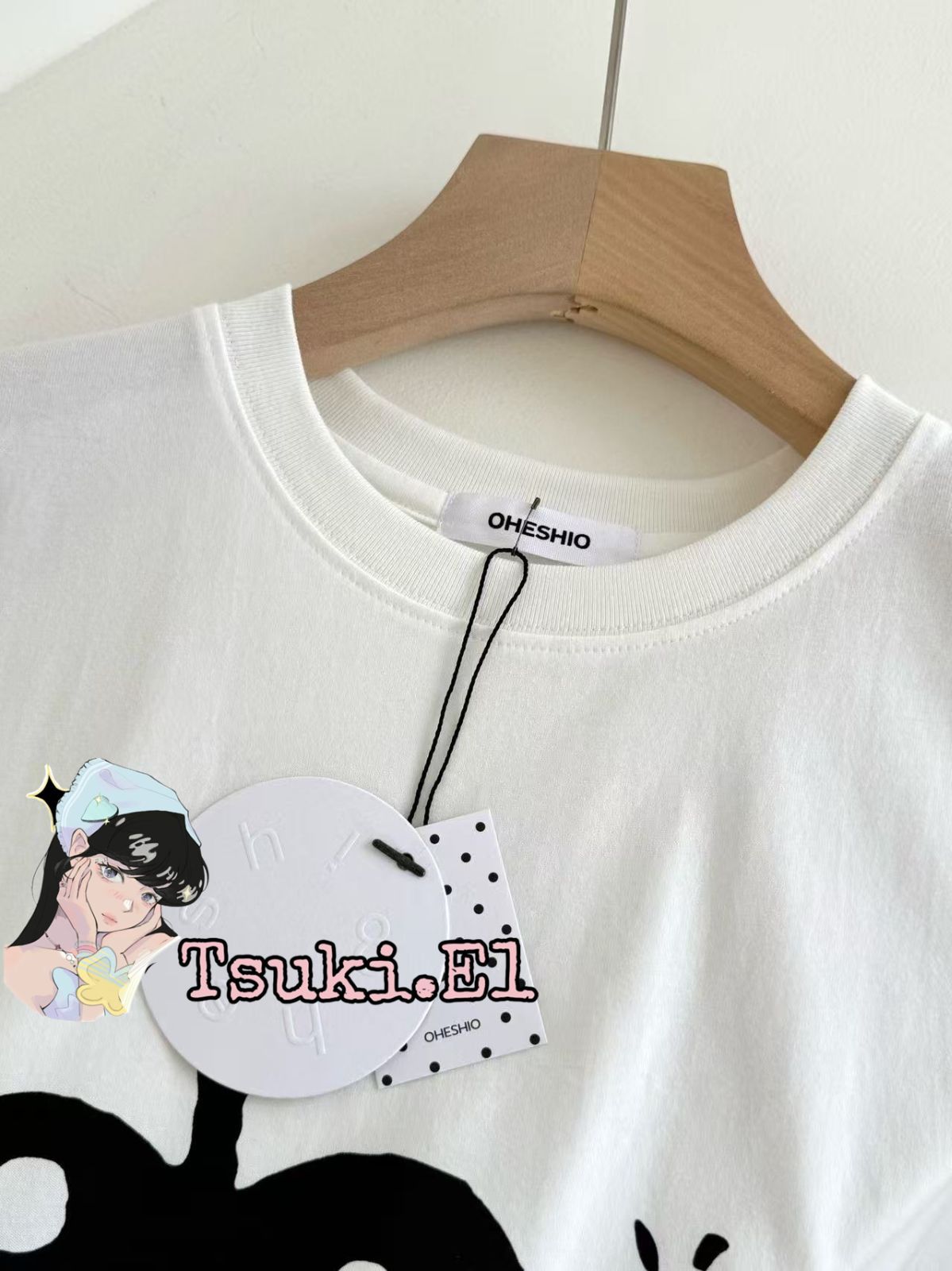 新品 韓国 OHESHIO APPLE DOT OVERFIT T-SHIRT人気 半袖