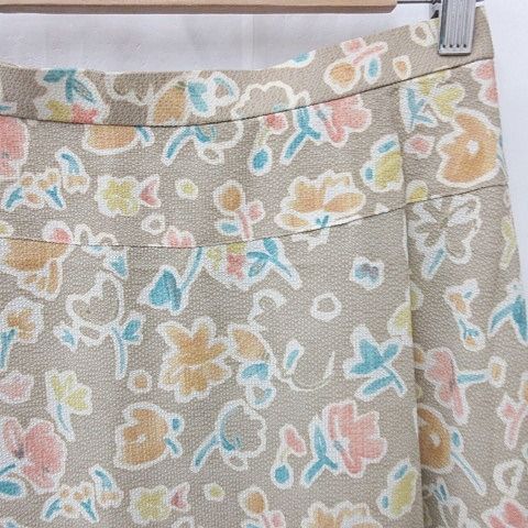 ハーディエイミス HARDY AMIES フレアスカート ロング丈 花柄 ベージュ 