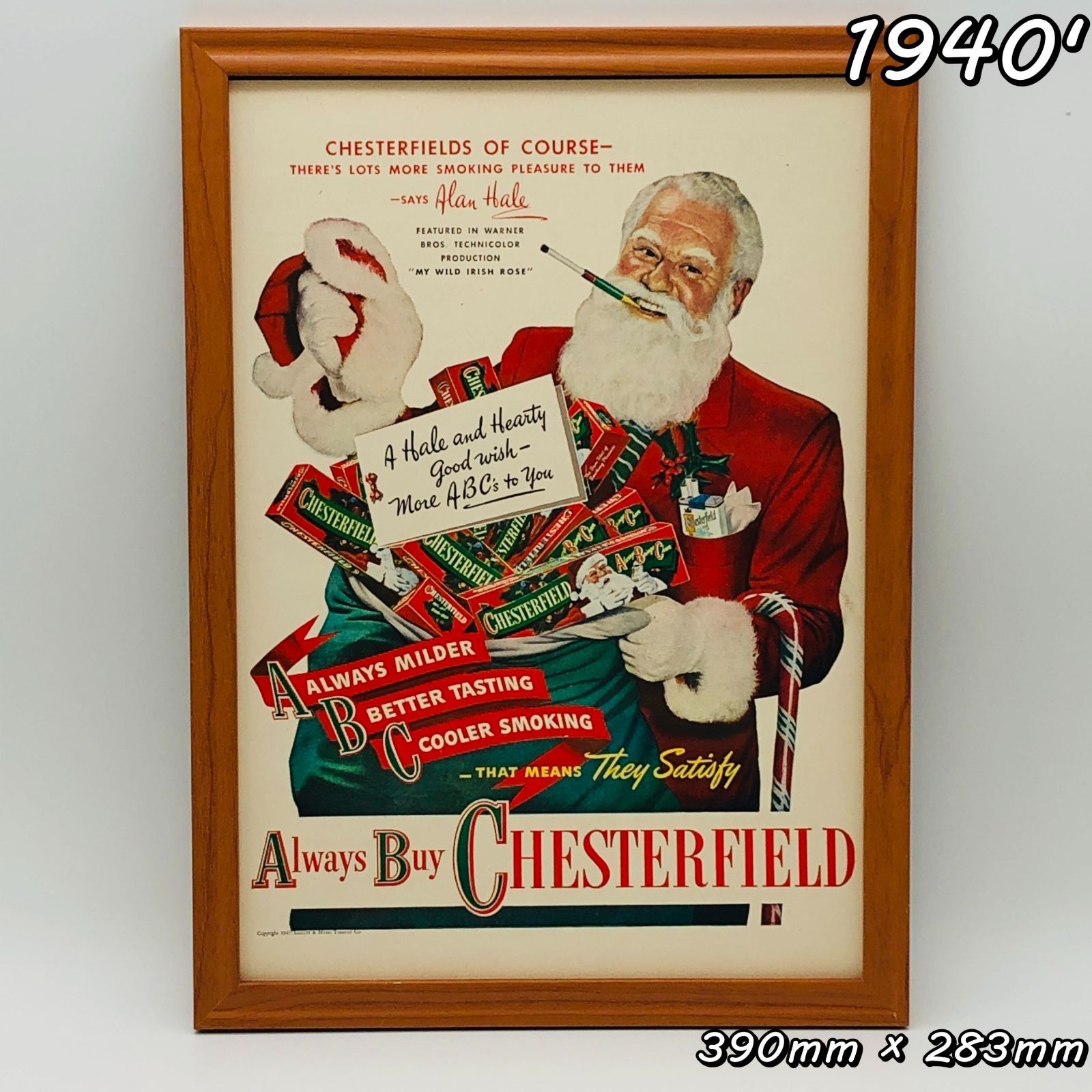 ビンテージ 広告 ポスター フレーム付 当時物 『 チェスターフィールド 煙草 』 1940's オリジナル アメリカ 輸入雑貨 ヴィンテージ 雑誌  アドバタイジング レトロ ( AZ1614 ) - メルカリ