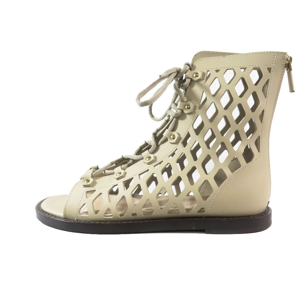♥ 21ss Christian Dior クリスチャンディオール D-Trap ブーツサンダル Dトラップ フラット レースアップ シューズ ベージュ 38|25 レディース 古着