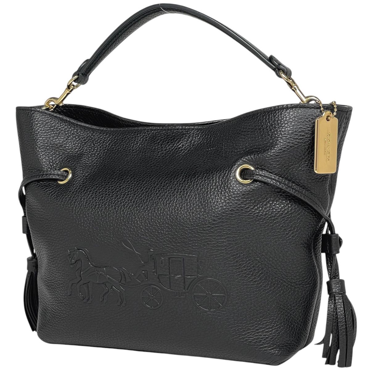コーチ COACH ロゴ ショルダーバッグ 馬車柄 2WAY ショルダーバッグ ハンドバッグ レザー ブラック CA213 レディース