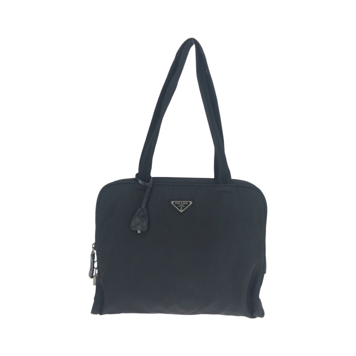 美品 PRADA プラダ テスート 三角ロゴプレート ブラック 黒 シルバー  