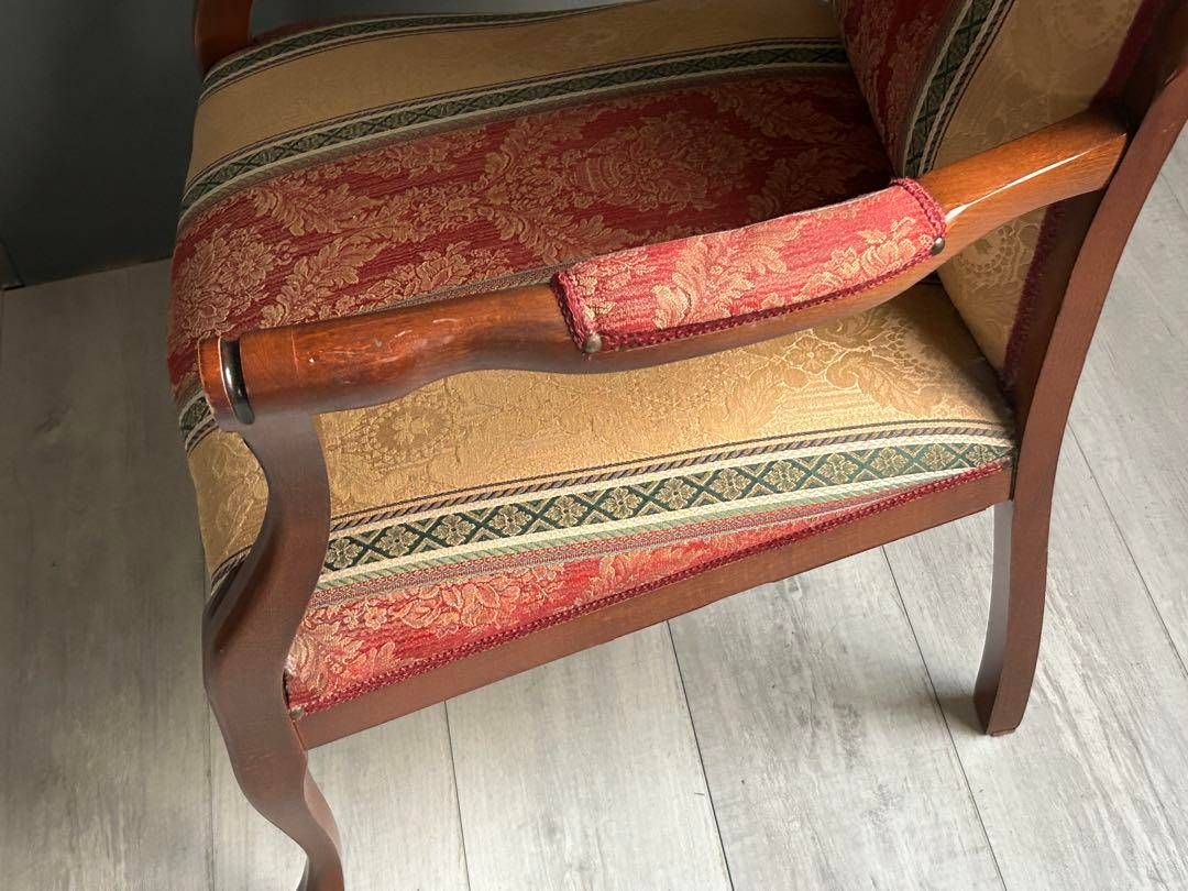 希少　クラシック　ストライプ　ヨーロピアン　鋲打ち　アームチェア　リベット　SZ 希少 クラシック ストライプ ヨーロピアン 鋲打ち アームチェア