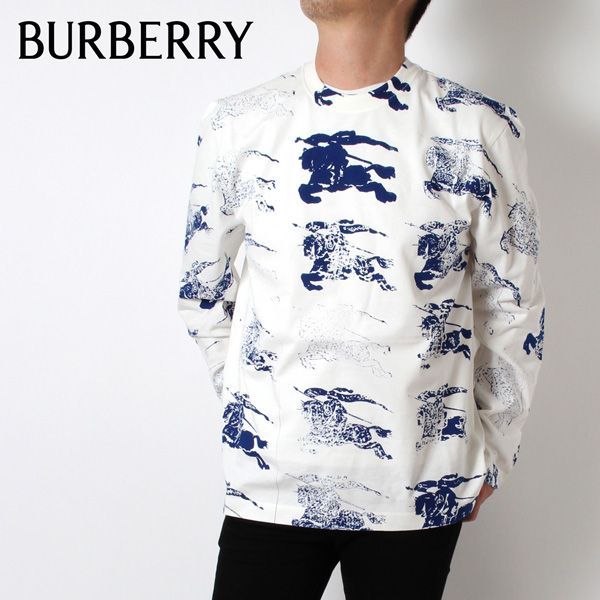 24SSモデル バーバリー BURBERRY  GRAPHICS スクリーンプリント 長袖Tシャツ【RAIN】 8081356  RAIN/【2024SS】m-tops