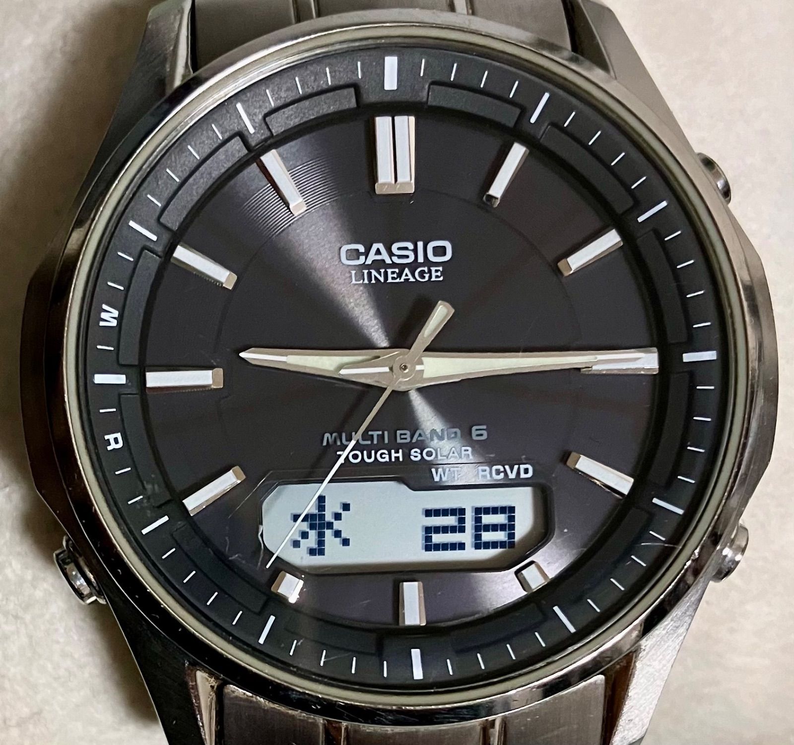 ☆稼動品☆CASIO カシオ LINEAGE/リニエージ☆電波ソーラー☆グレー