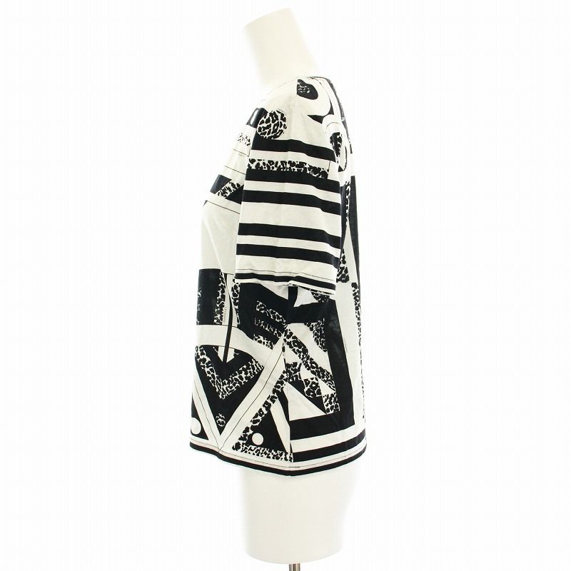 レオナール LEONARD FASHION Tシャツ カットソー 総柄 半袖 M 白