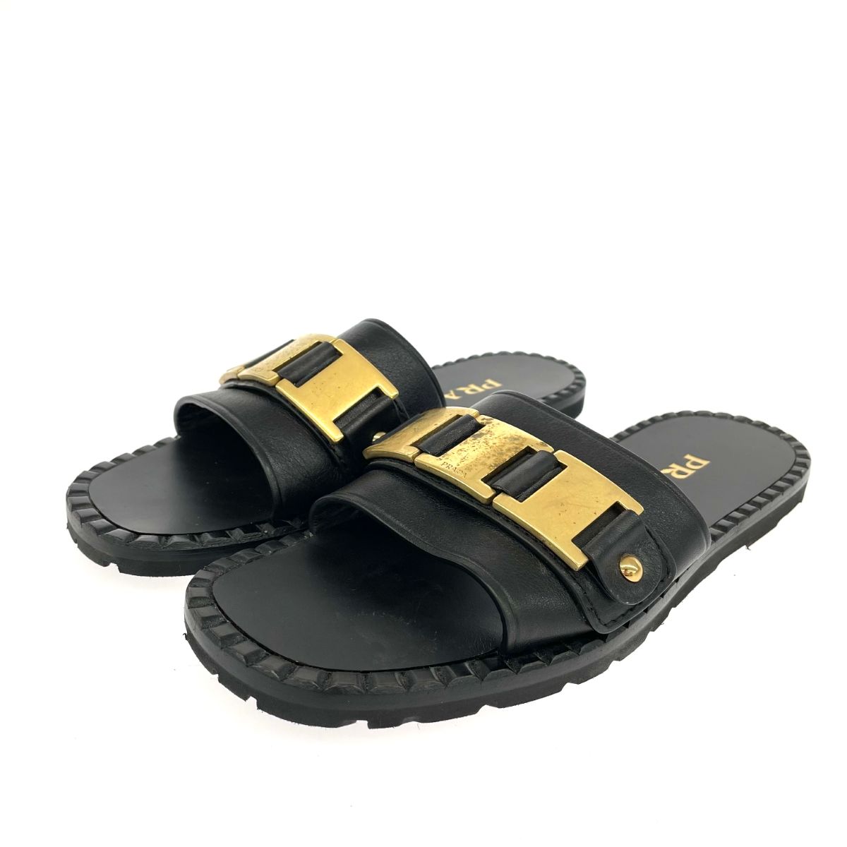 PRADA プラダ サンダル 表記サイズ 37 バックルデザイン ブラック レディース | 240002231576