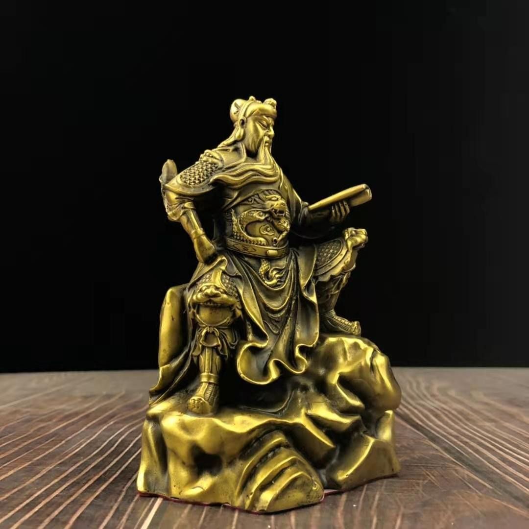 三国志 関羽像 置物 オブジェ 金色 ゴールド 黄金 幸運 長寿 縁起物 魔