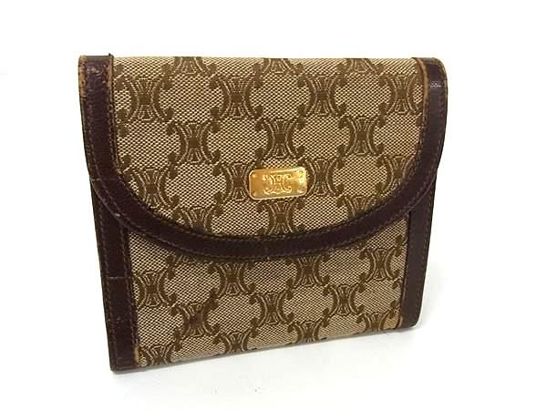 ヴィンテージCELINE セリーヌ マカダム柄 ブラウンレザー 二つ折り財布 OLD CELINE オールド セリーヌ マカダム柄 二つ折り財布