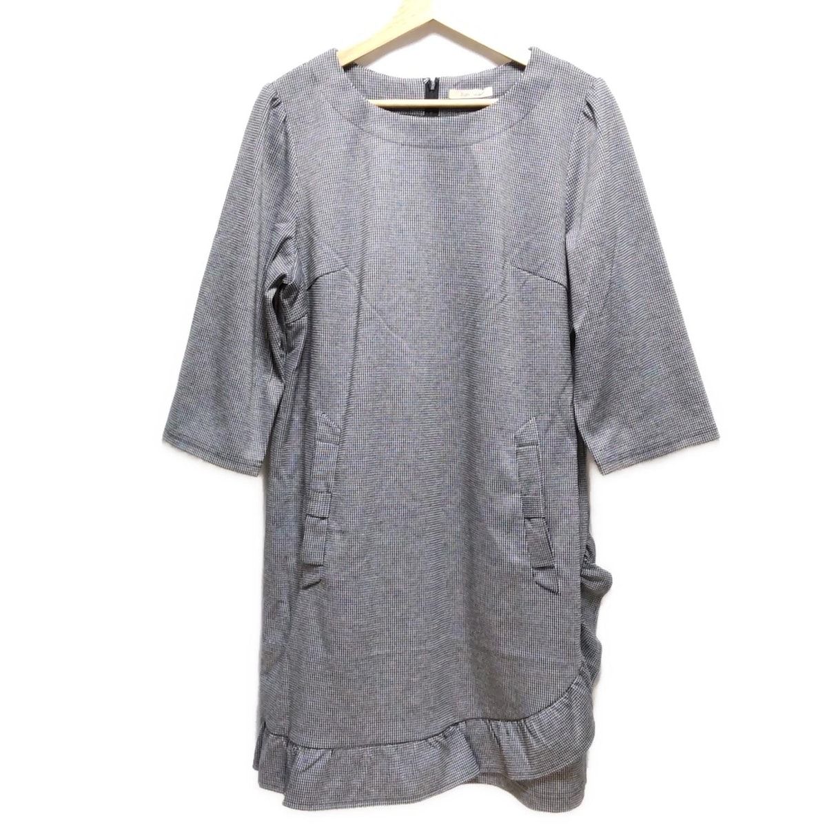 Rose Tiara ローズティアラ ワンピース サイズ46 XL レディース - 黒×白 クルーネック|七分袖|ひざ丈|千鳥格子柄