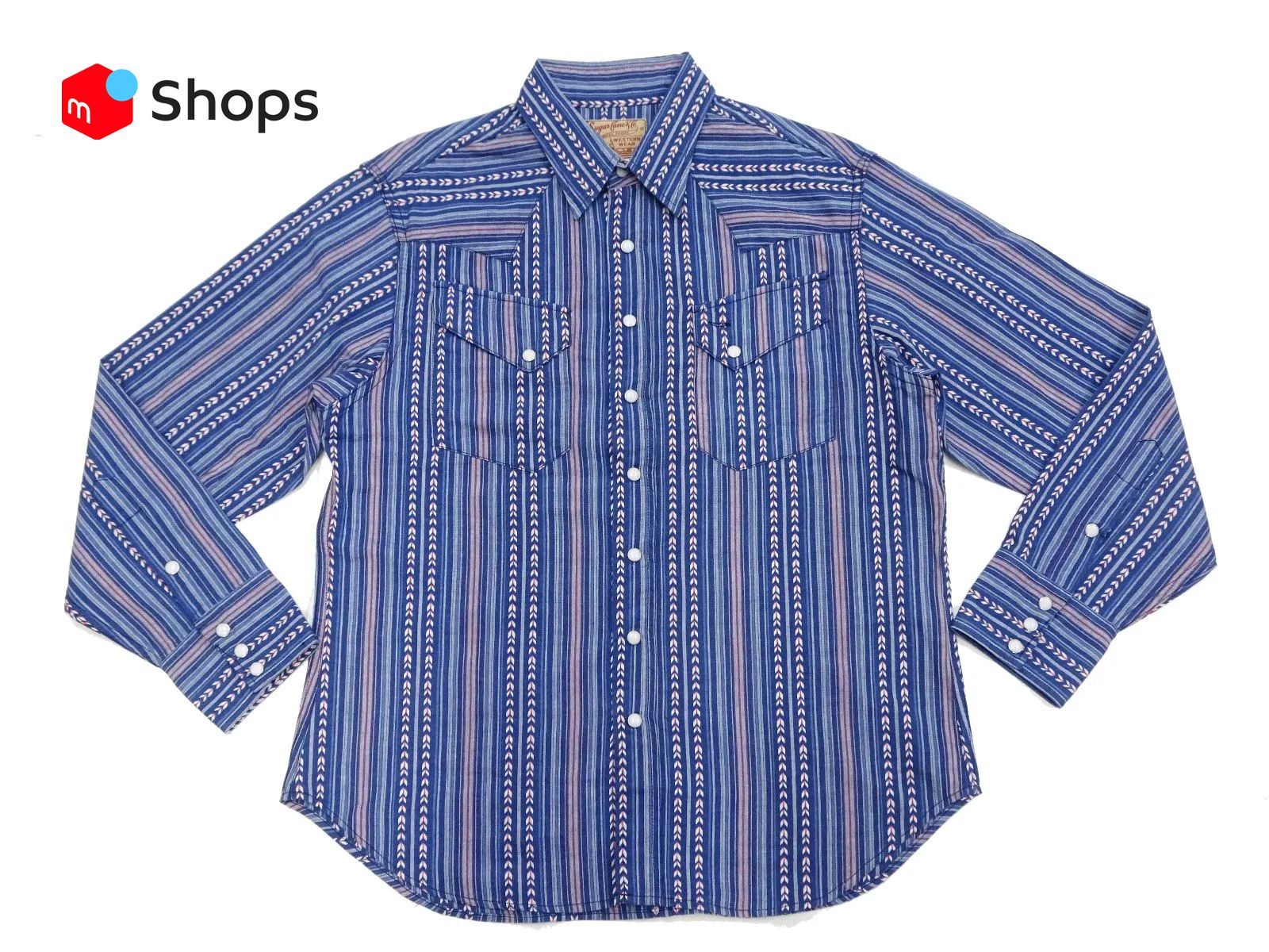 SC28998 シュガーケーン SUGAR CANE インディゴストライプ ウエスタンシャツ ネイティブアメリカン 長袖シャツ NATIVE AMERICAN INDIGO STRIPE WESTERN SHIRT  ブルー 新品 アメカジショップ