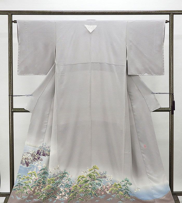 色留袖 未着用 正絹 加賀友禅 宮野勇造作 身丈162.5cm 裄丈62.5cm 色留袖 菱 一つ紋 新古品 着物 f0137