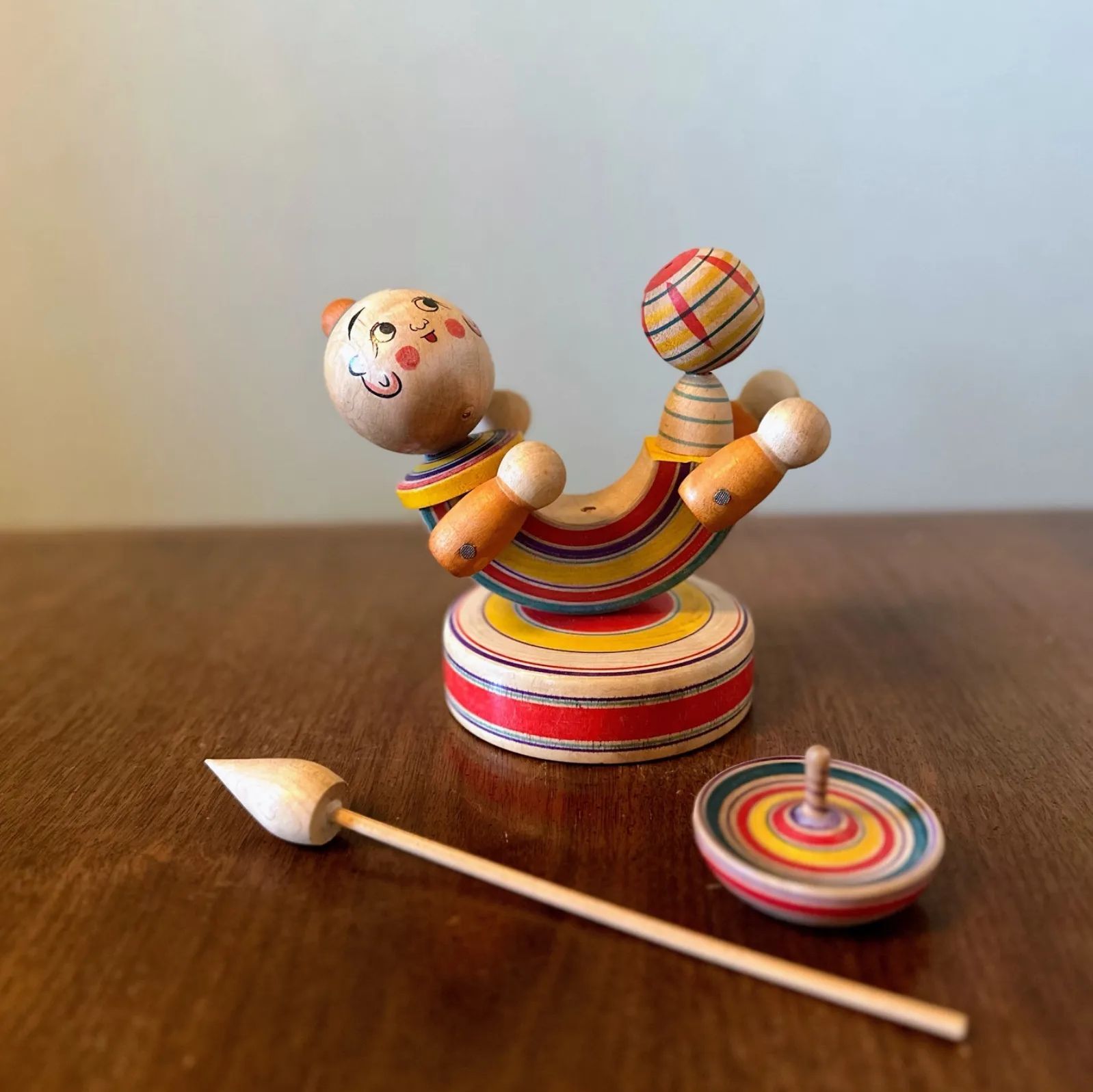 つたまもる作 蔦衛作 つたや物産 木地玩具 昭和レトロ サーカス ピエロ