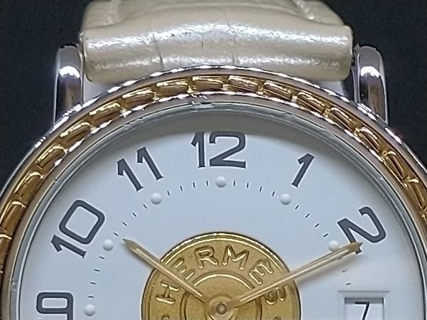 HERMES エルメス セリエ デイト GP SS ホワイト文字盤 社外