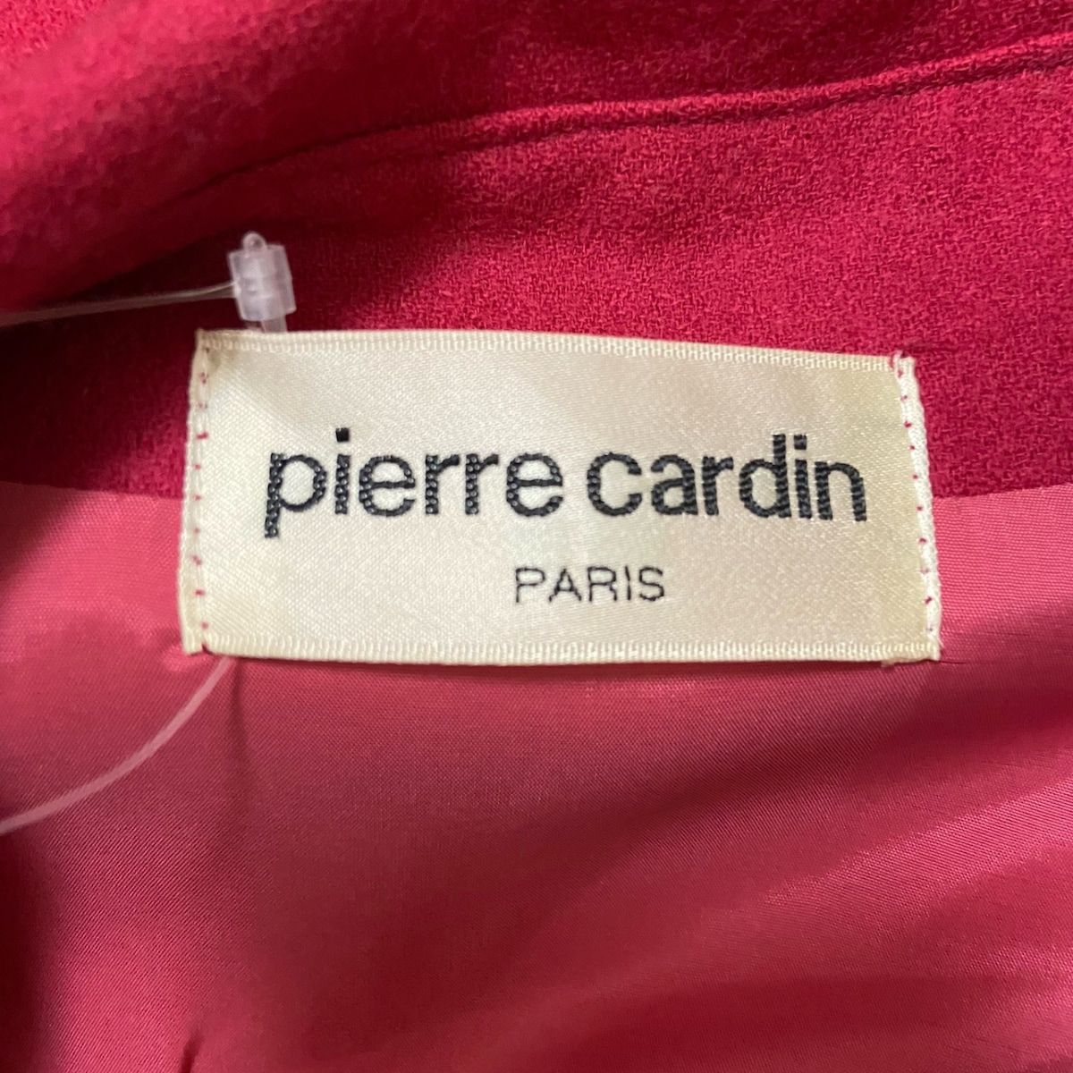 pierre cardin(ピエールカルダン) ワンピース サイズ9 M レディース - ピンク×黒 長袖/ロング/肩パッド/シャツワンピ