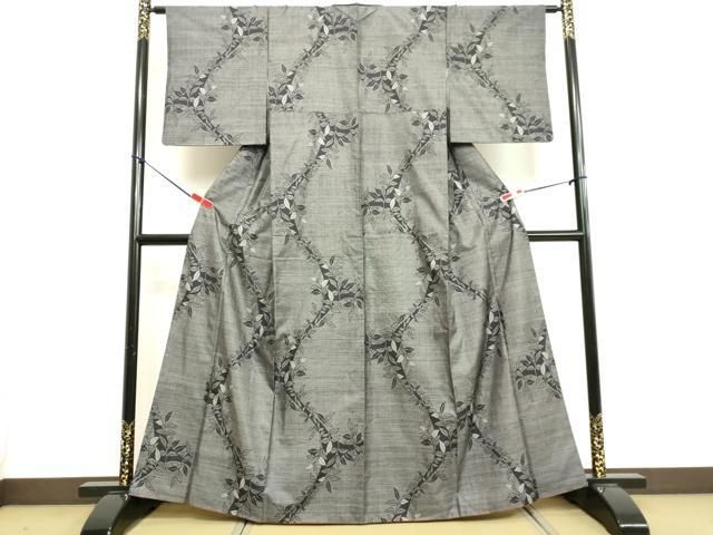 平和屋着物○上質な紬 飛鳥草葉文 正絹 逸品 DAAV1415tw