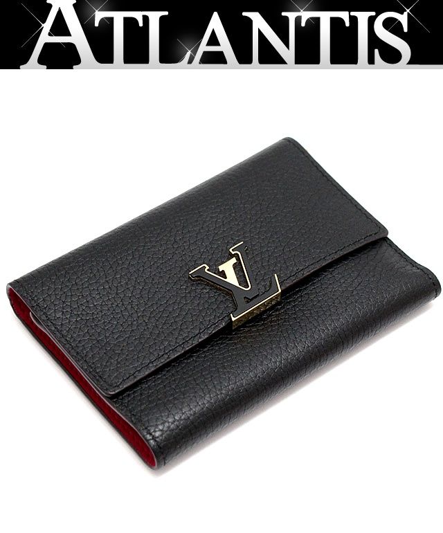 ルイヴィトン Louis Vuitton ポルトフォイユ カプシーヌ コンパクト 三つ折り財布 ノワール M62157 70638