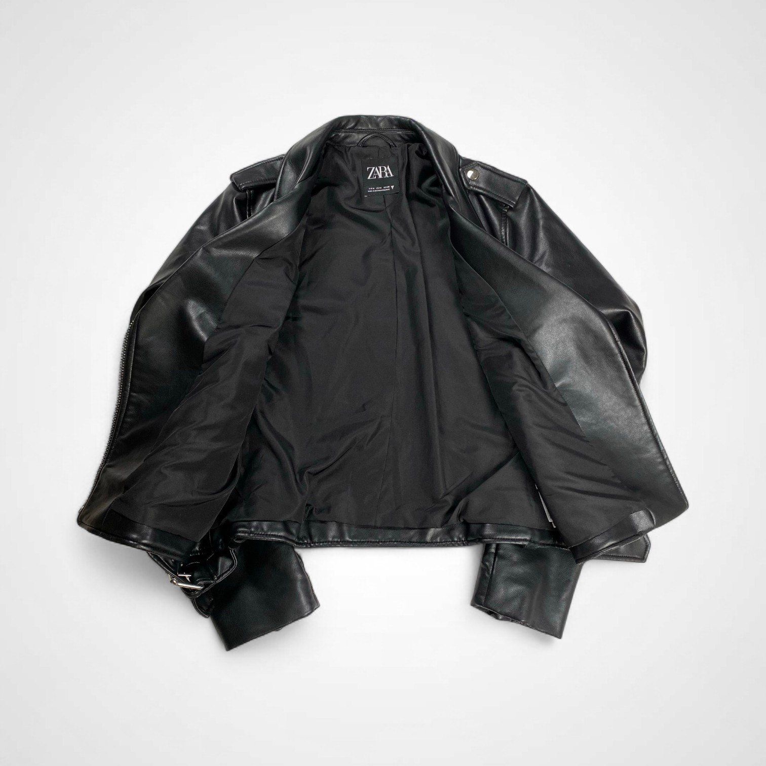 ZARA ザラ / エコレザー ライダースジャケット ブラック SIZE:M - メルカリ