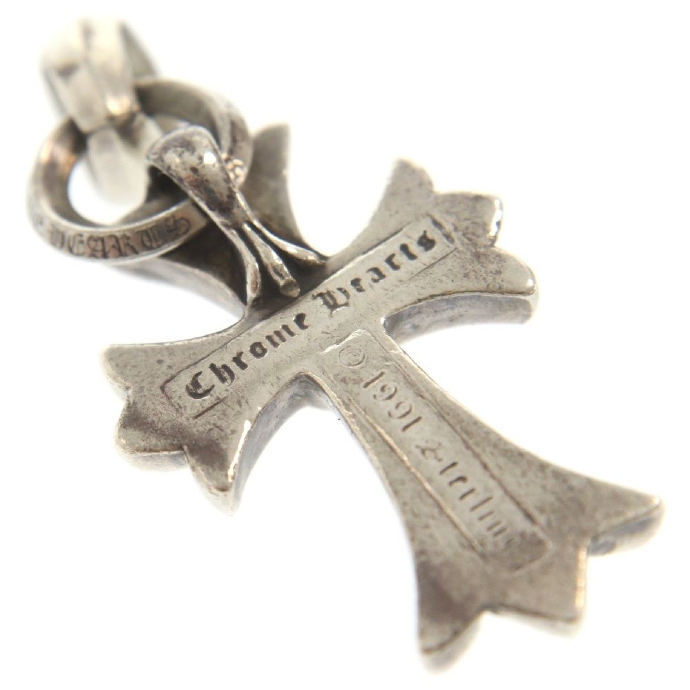 CHROME HEARTS (クロムハーツ) CH CRS SML W/BALE スモールCHクロスペンダント Wベイル ネックレストップ シルバー