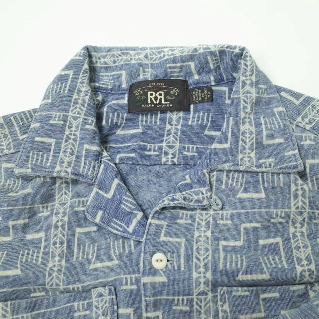 RRL ダブルアールエル Indigo Thunderbird Print Camp Shirt 本藍染め