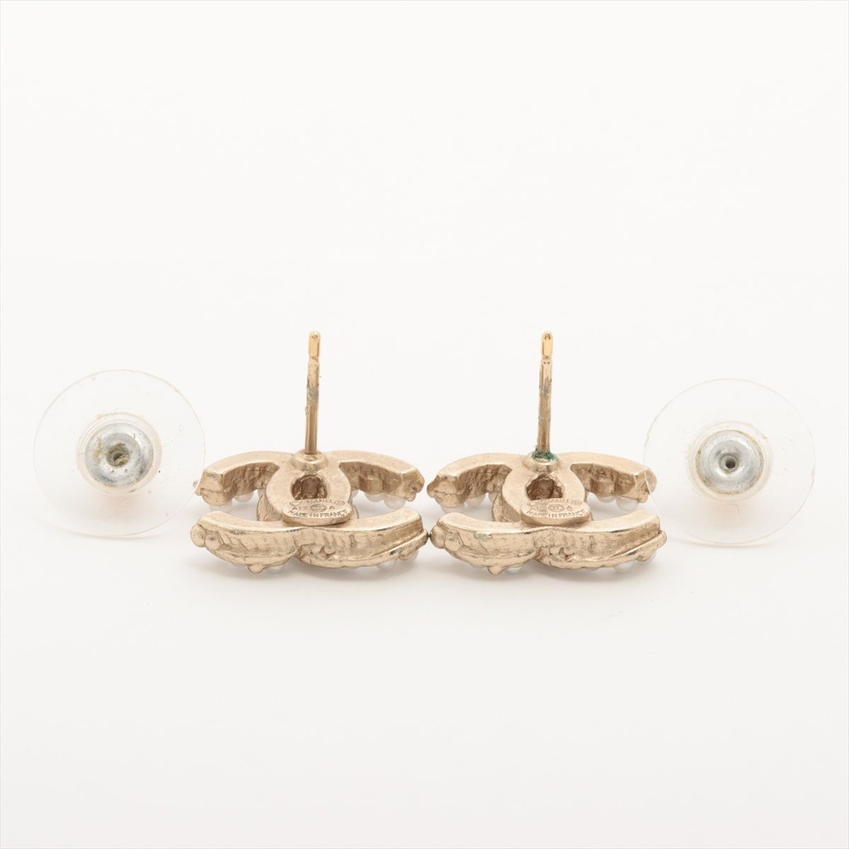 CHANEL/シャネル COCO マーク フェイクパール ピアス ゴールド 両耳用