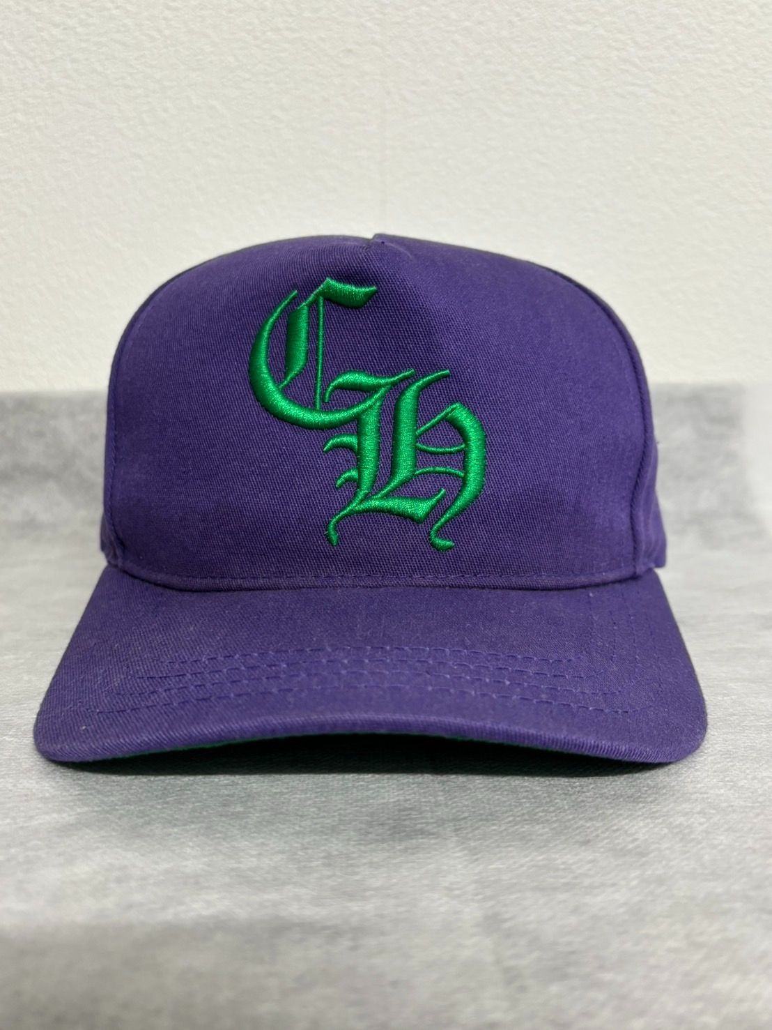 CHROME HEARTS クロムハーツ Baseball Cap ベースボール キャップ CH ロゴ 刺繍 帽子 紫 パープル 緑 グリーン Fサイズ 中古