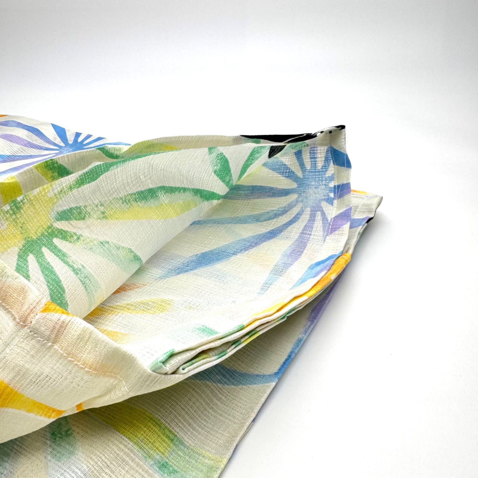 綿麻浴衣 麻の葉と蝶々 イエローブルーグリーン 新品浴衣 綿麻