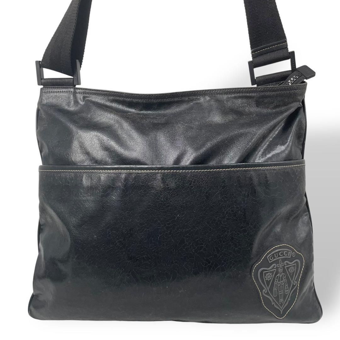 4925 GUCCI グッチ ショルダーバッグ クレストエンブレム ブラック