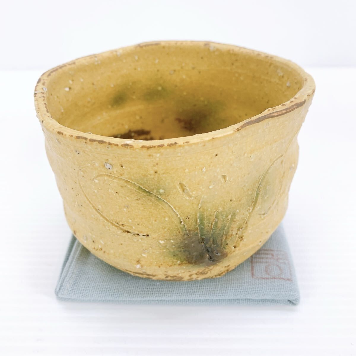 希少】 吉田 明 作 三嶋 鉄絵 平茶碗 共箱 共布 栞 アンティーク 骨董品