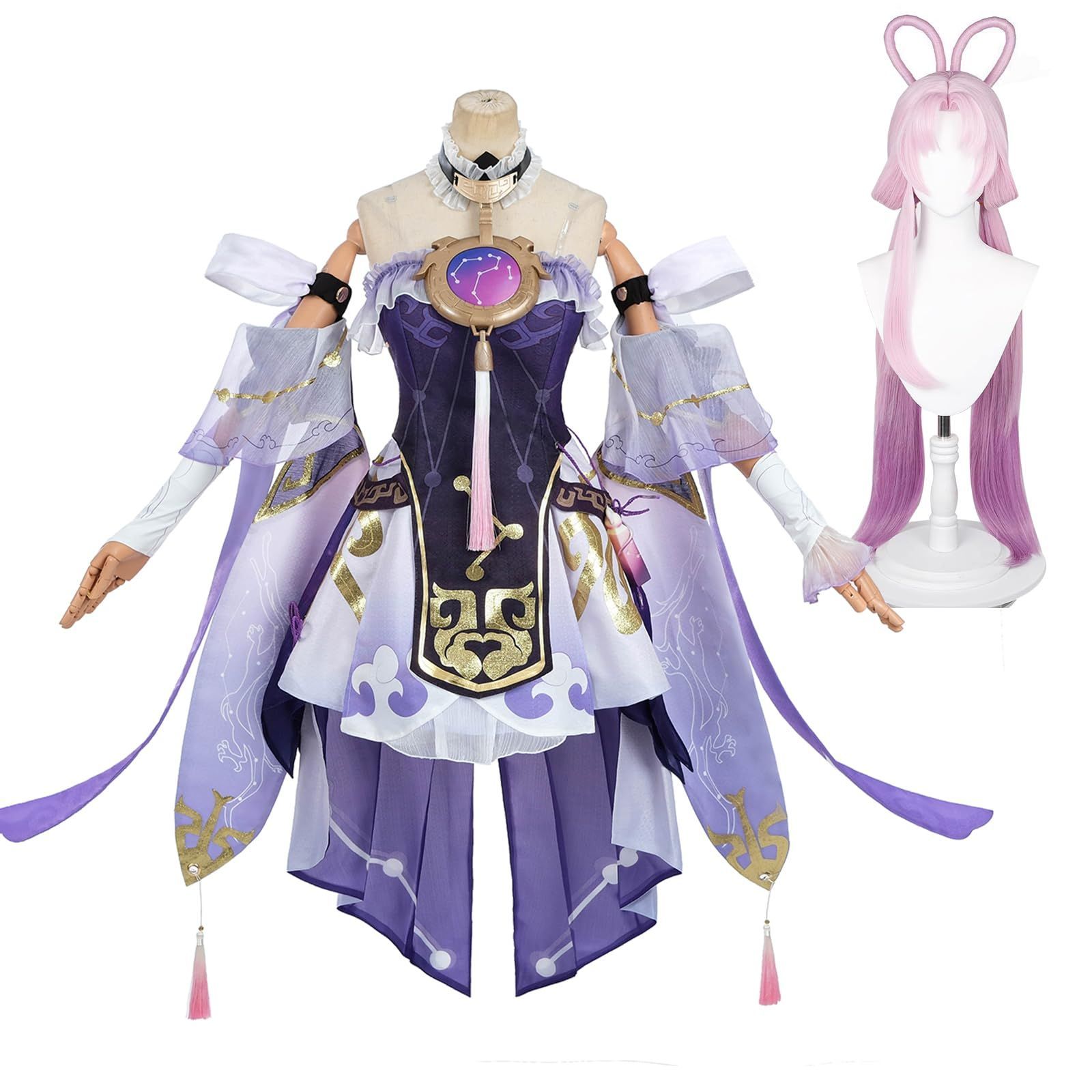 五次元 高品質 崩壊スターレイル 符玄 コスプレ ウィッグ付き 符玄 コスプレ衣装 仙舟羅浮 ふげん コスプレ ウィッグ付き ほうかいスターレイル BJ0927ML03
