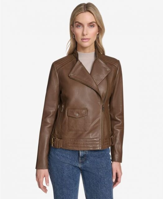 送料無料 アンドリューマーク レディース ジャケット ブルゾン アウター Women s Frankie Moto Leather Jacket Oak