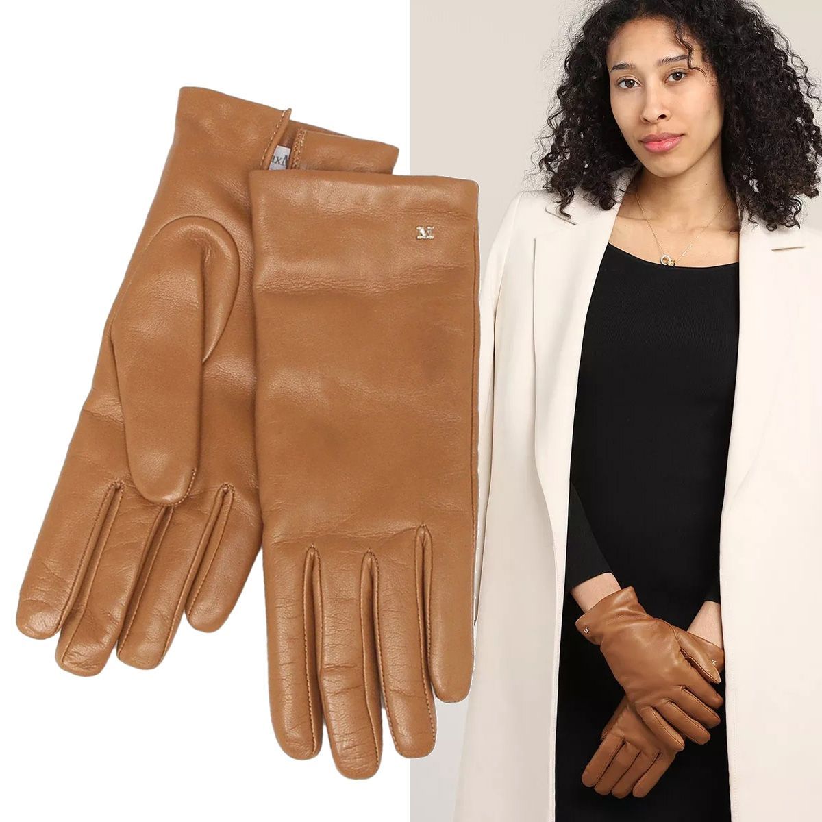 1 Max Mara マックスマーラ 2524566022600 002 SPALATO CAMMELLO 手袋 グローブ size 7.5