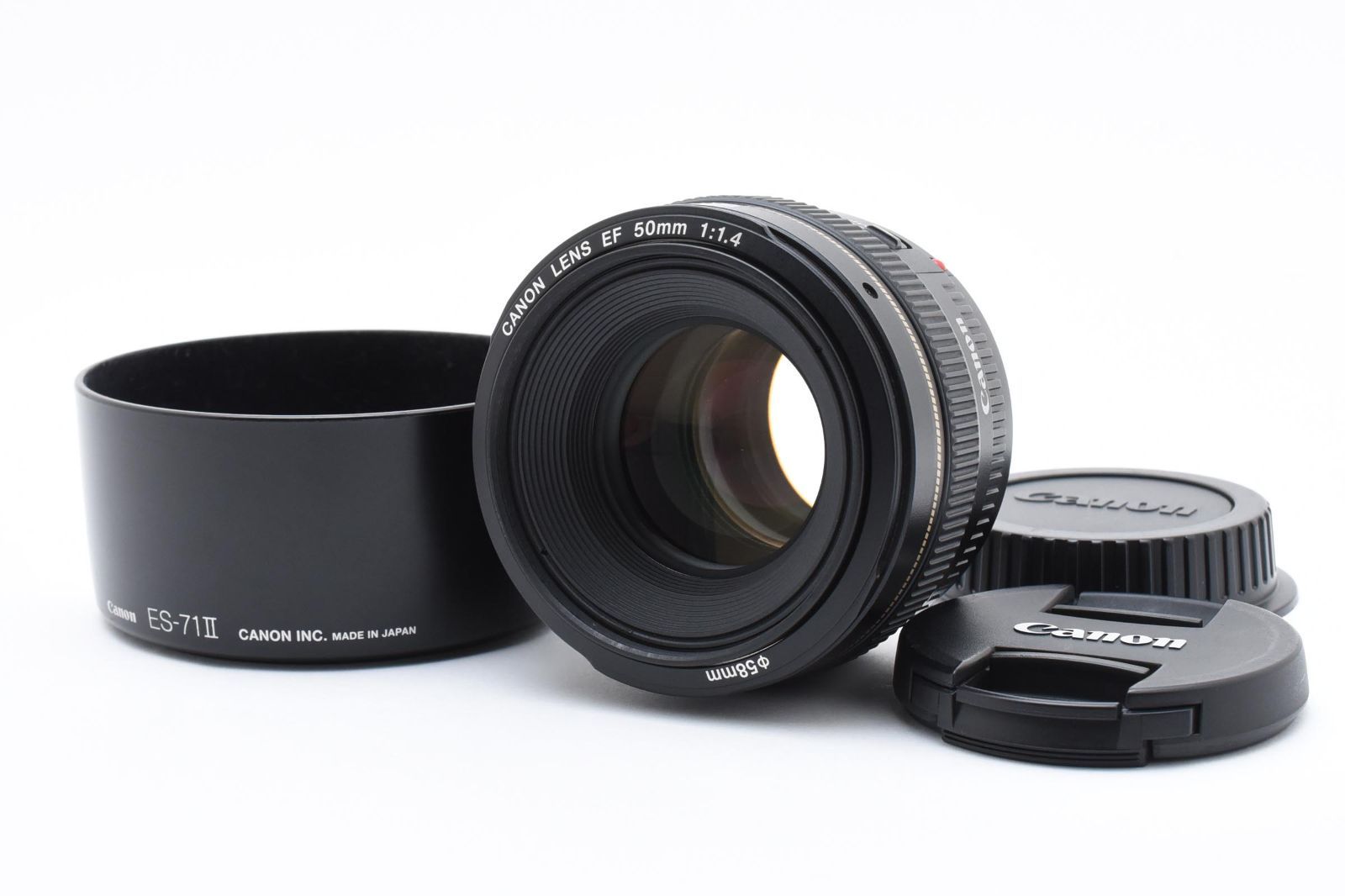 上 キヤノン Canon EF 50mm F1.4 USM リアキャップ フロントキャップ レンズフード付属 LL780 4154