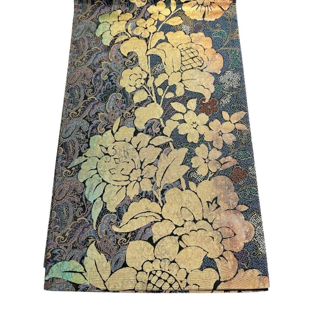 袋帯 唐花 ペイズリー 金通し 紫 花模様 着物 084w d - メルカリ 