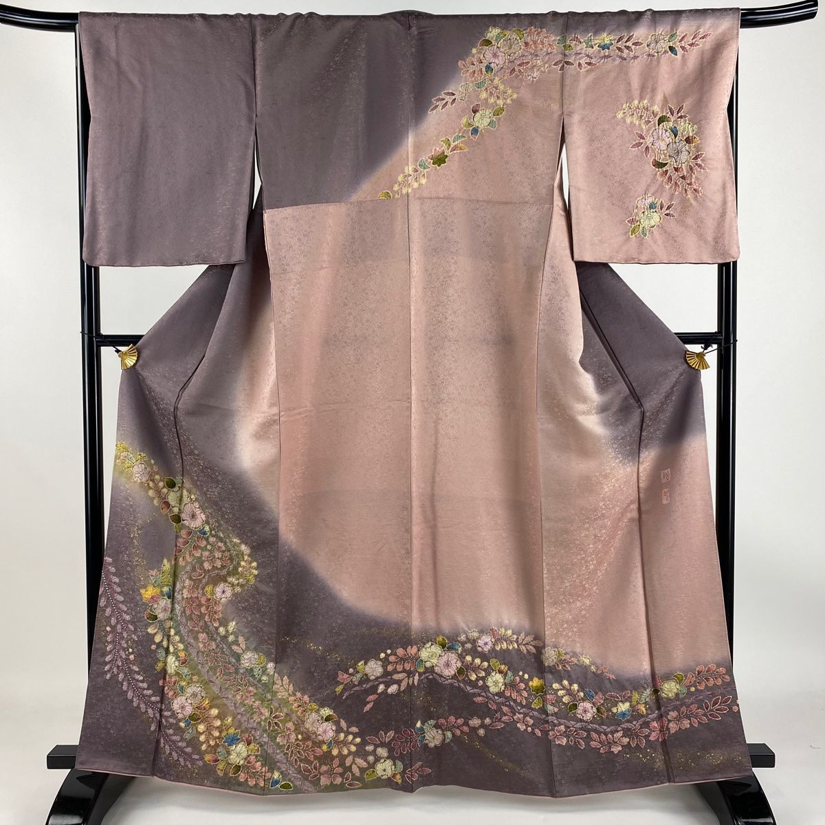 桐屋翠山工房謹製辻ヶ花付下げやまと落款入丈160.5裄65cmやまとAG25 付下げ 身丈166cm 裄丈70cm L 袷 翠山工房 やまと 落款 辻が花