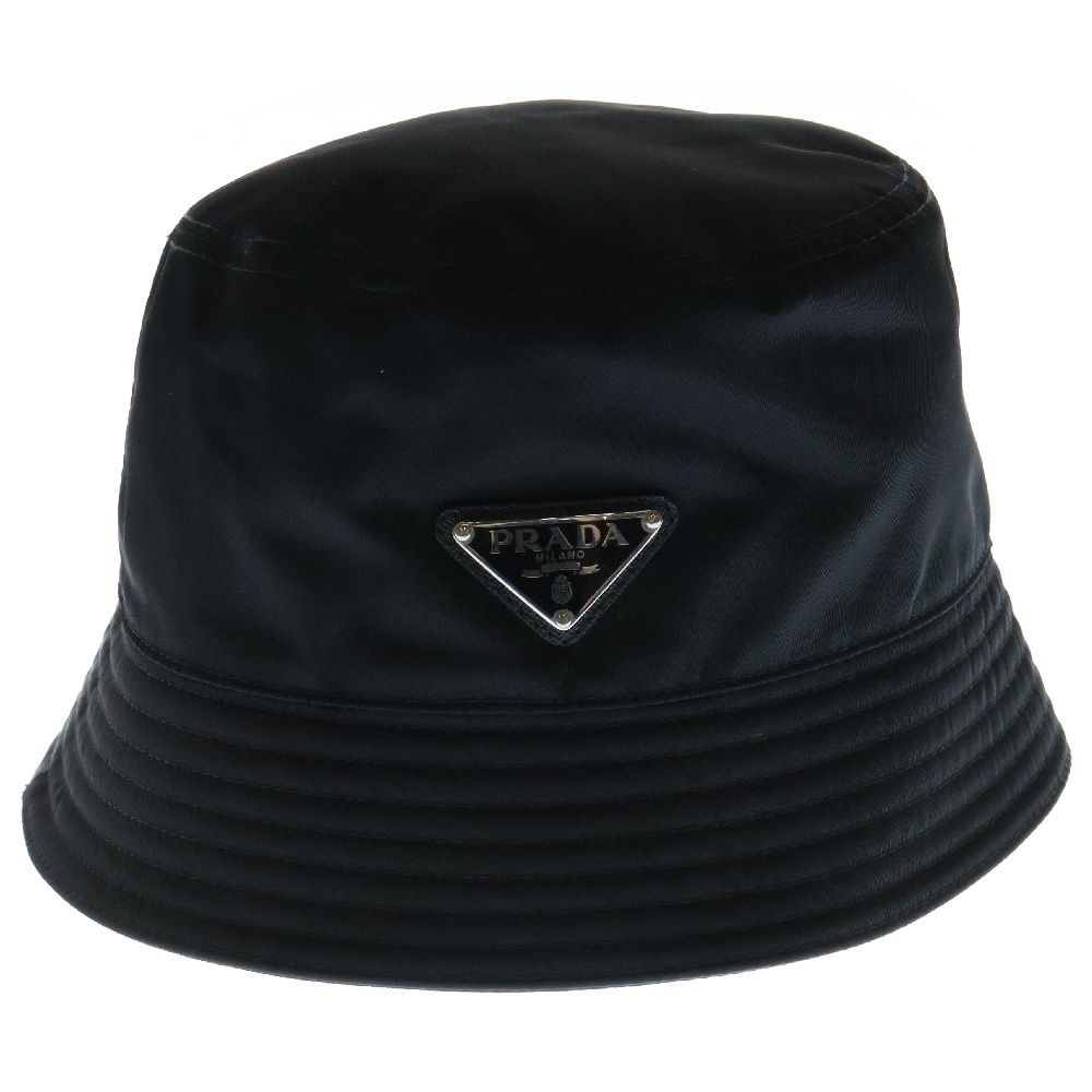 PRADA プラダ RE-NYLON 三角プレート ナイロン バケットハット 帽子 ブラック