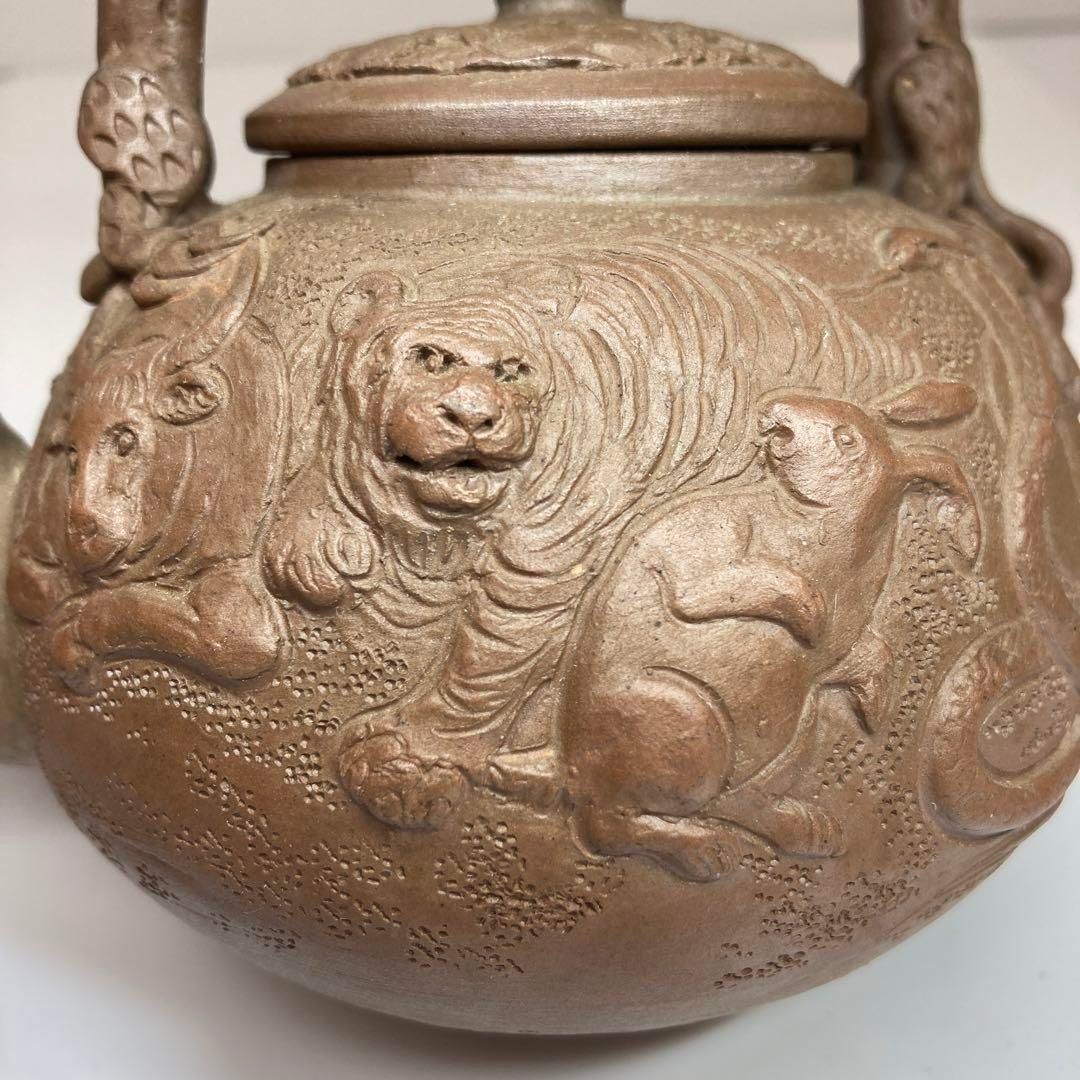 極上手　萬古焼　十二支急須　横幅約14.5㎝　東Y5-1215☆2Fトコチ 極上手 萬古焼 十二支急須 横幅約14.5㎝ 東Y5-1215☆2Fトコチ