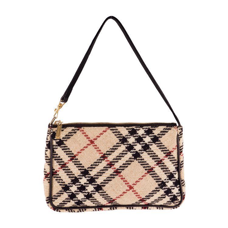 美品】バーバリーBURBERRY ツイードワンハンドルミニバッグ