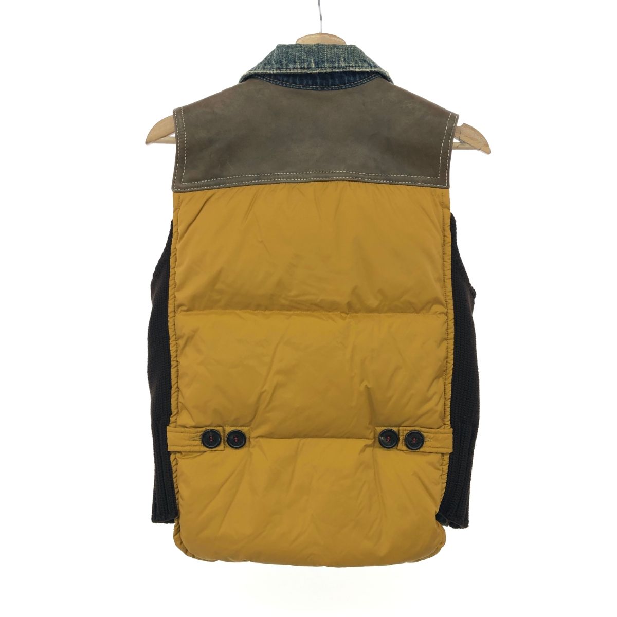 Dsquared2 ディースクエアード レザー×デニム切替ダウンベスト サイズ 48 ブルー メンズ 240001167045